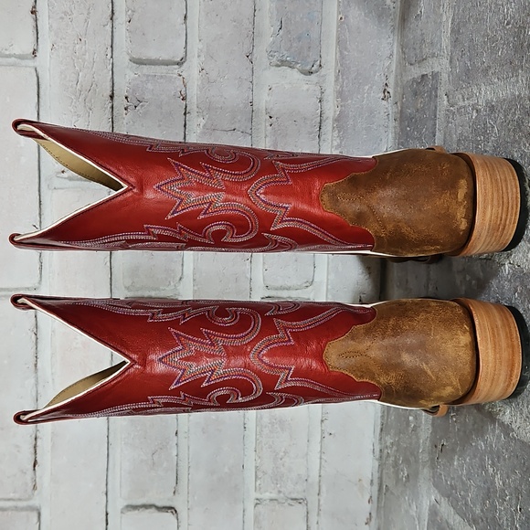 Top Hand Collection Horse Power Men's Cowboy Boots 9.5D Red & Brown - Picture 4 of 11